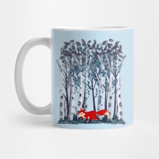 The Birches, fox and watercolor style Mug